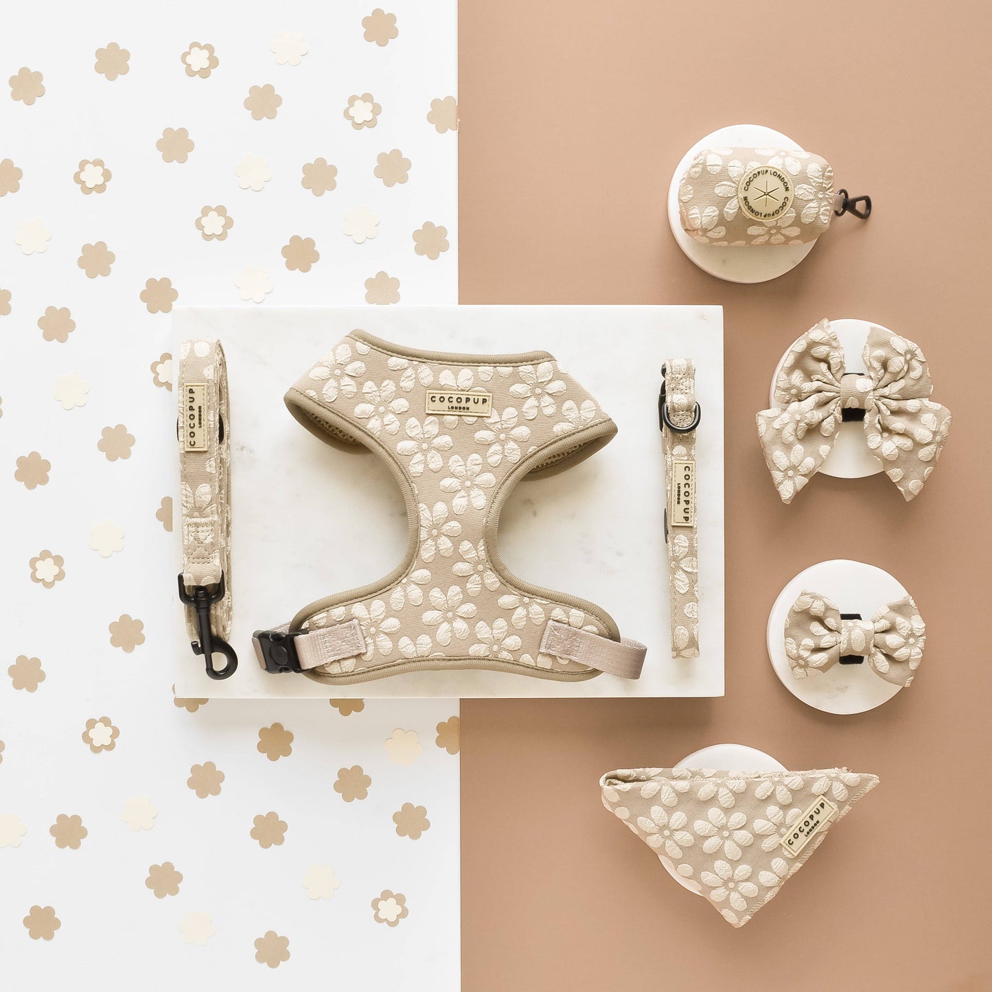 Luxe Poop Bag Holder - Mocha Flower