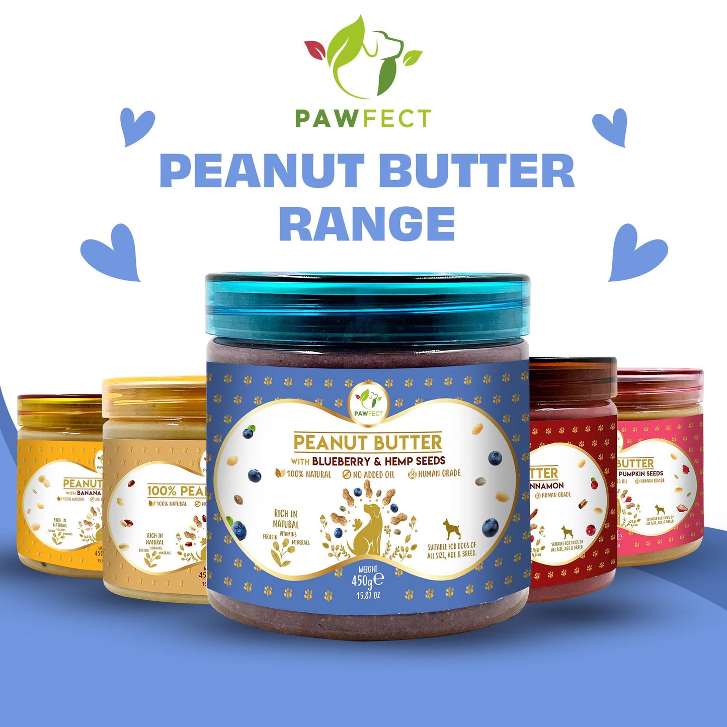 Pawfect Peanut Butter for Dogs: Blueberry & Hempseeds: Small