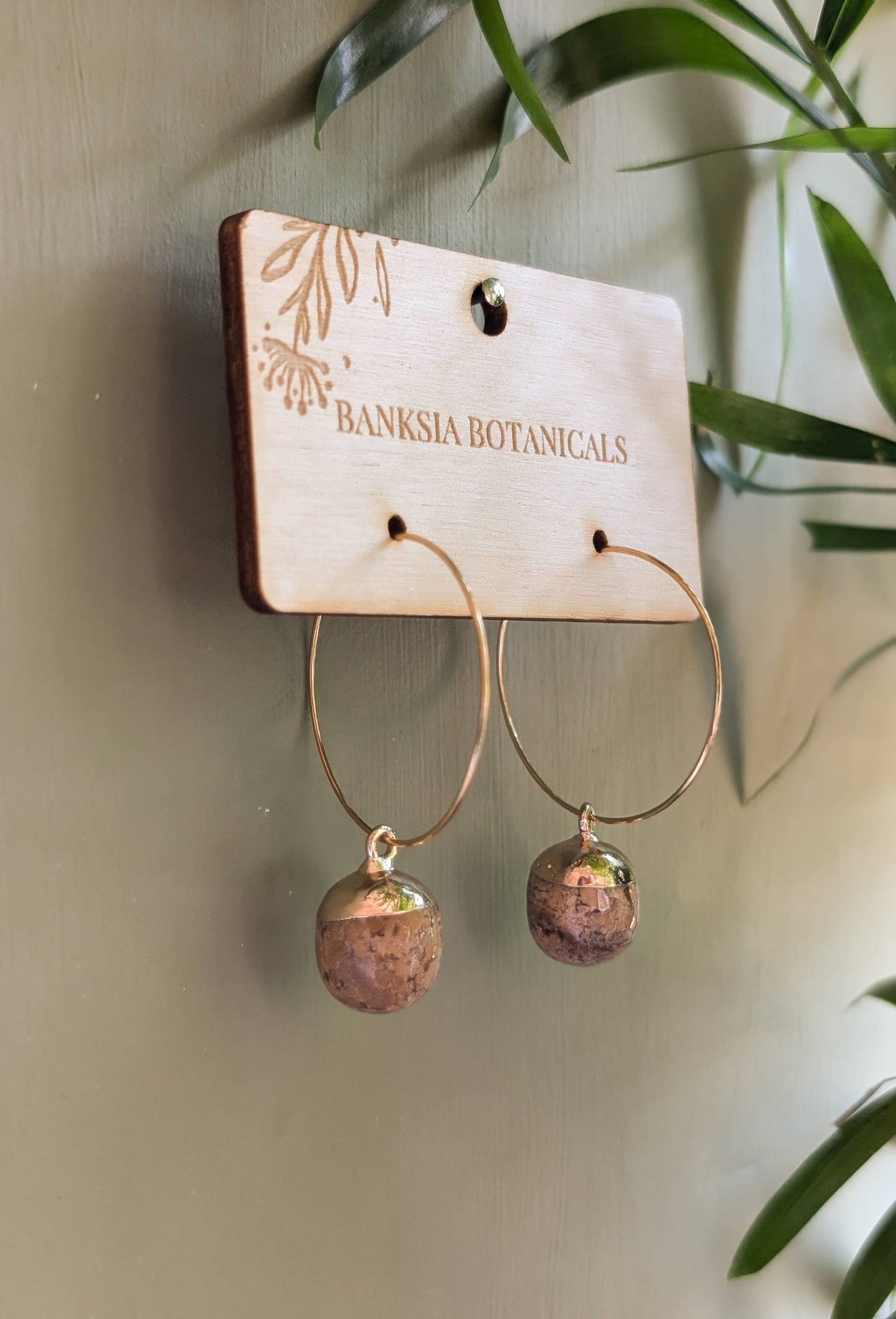 Earthy Stone Hoop Earrings