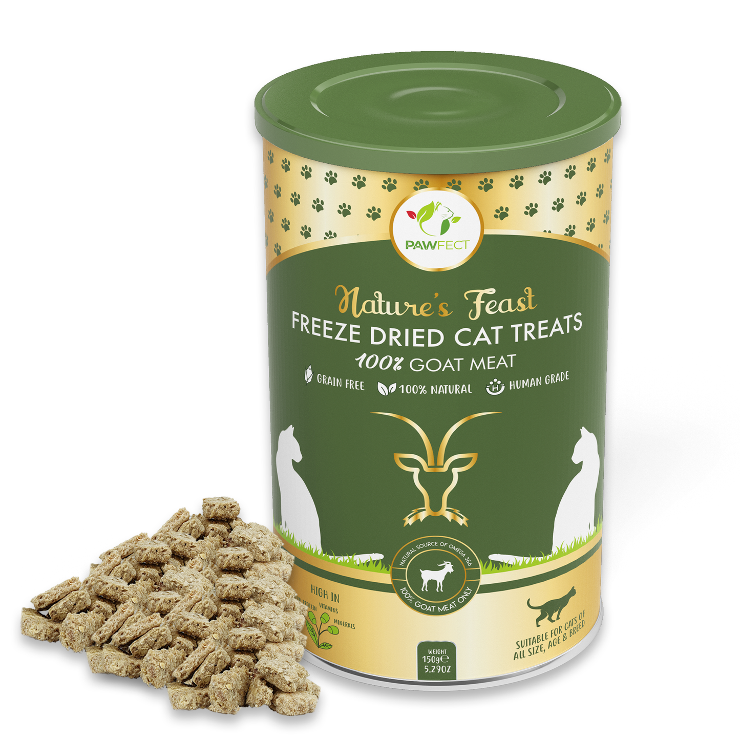 Pawfect Nature's Feast Freeze Dried Cat Treats: Goat Meat: 50g