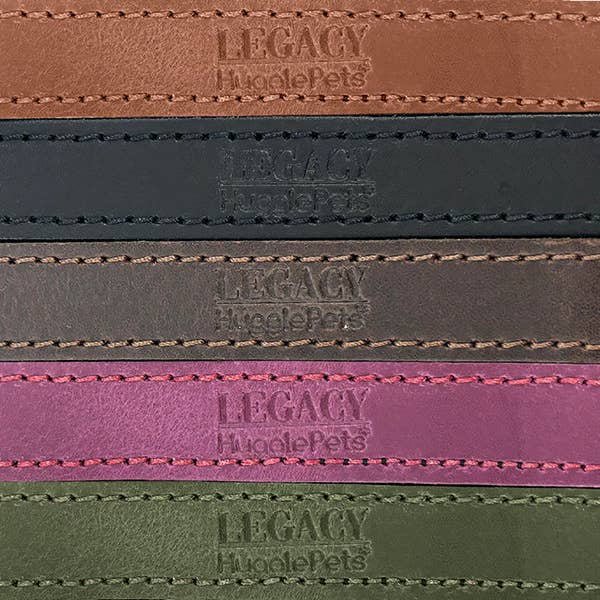 HugglePets Legacy Leather Dog Collar: Khaki / Medium