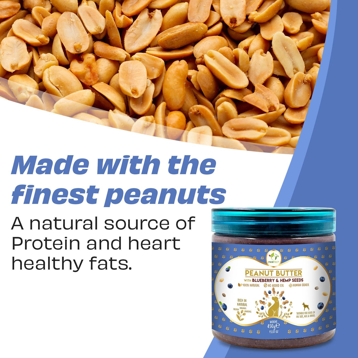 Pawfect Peanut Butter for Dogs: Blueberry & Hempseeds: Small