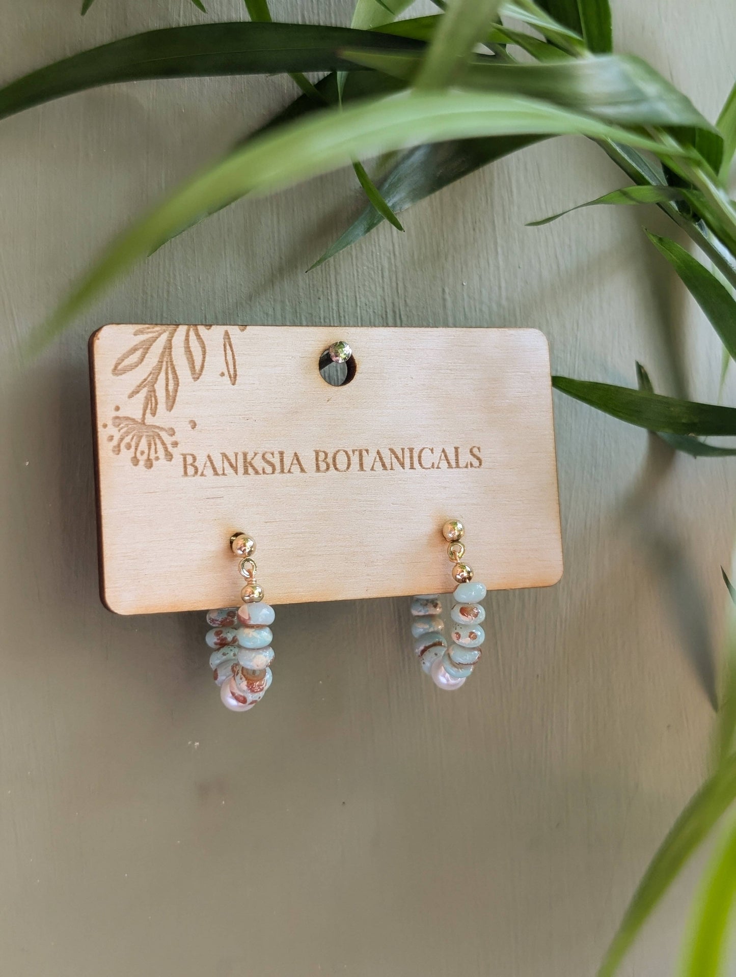 Blue Beaded Stud Earrings