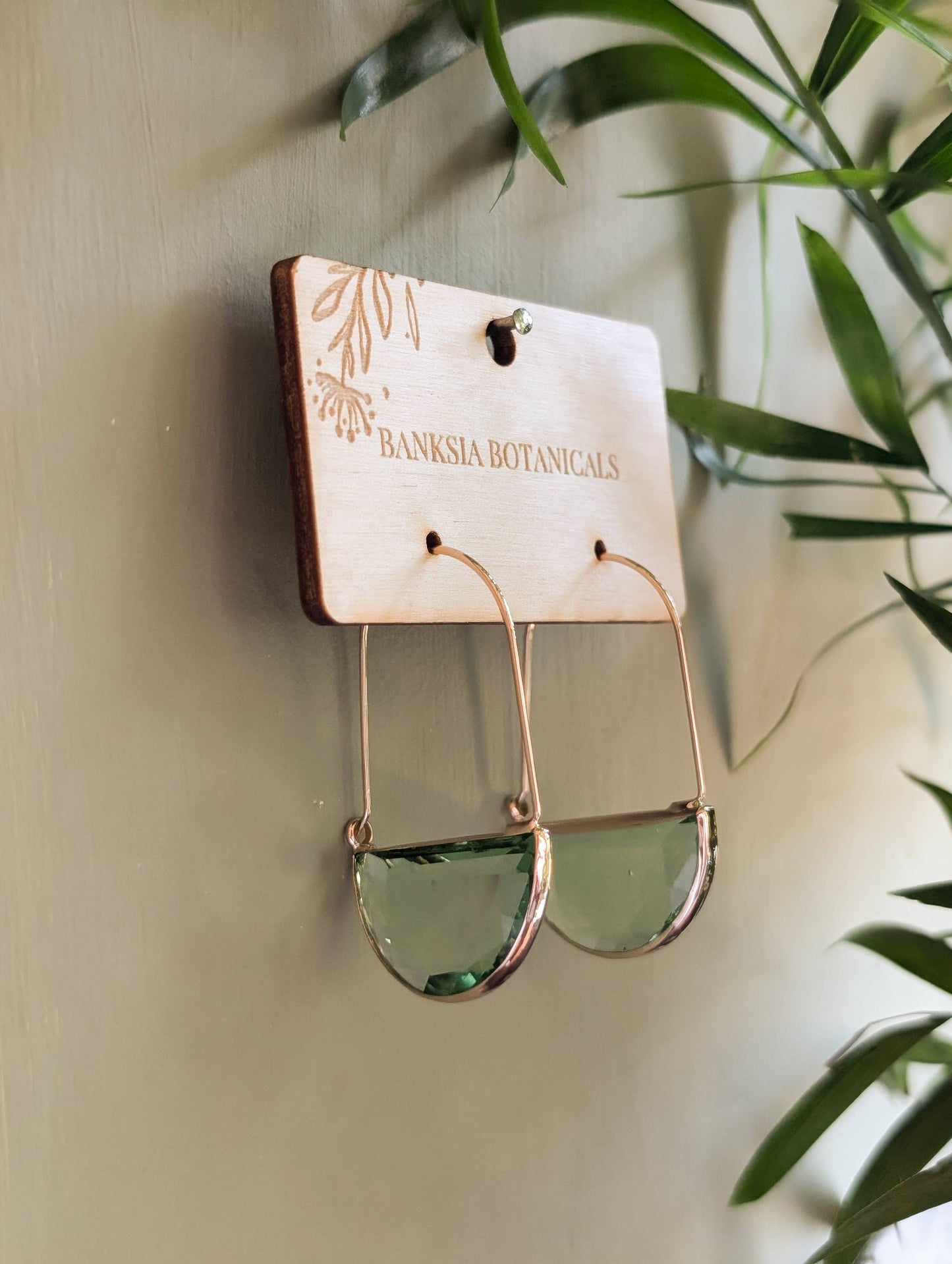 Green Glass Dangle Earrings