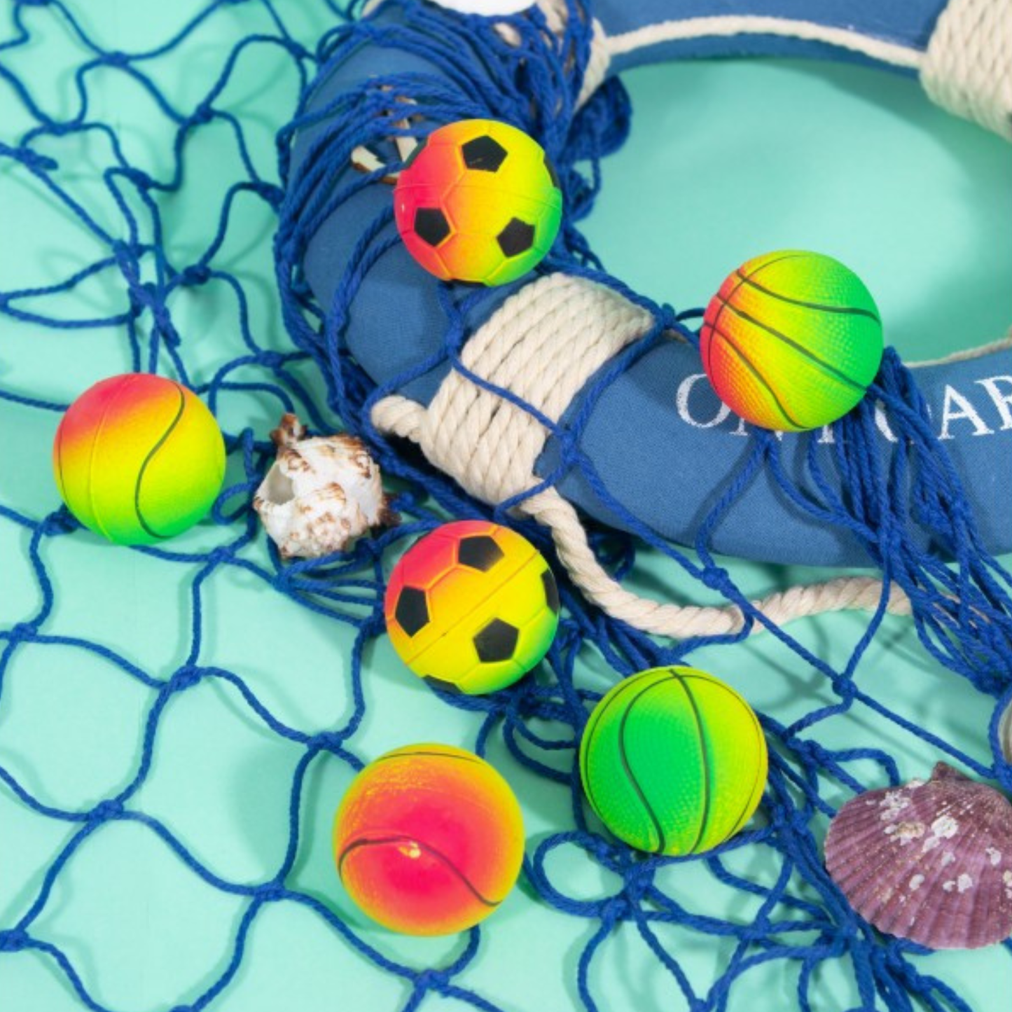 WufWuf & Smart Choice Summer Rainbow Rubber Balls – 6 Pack