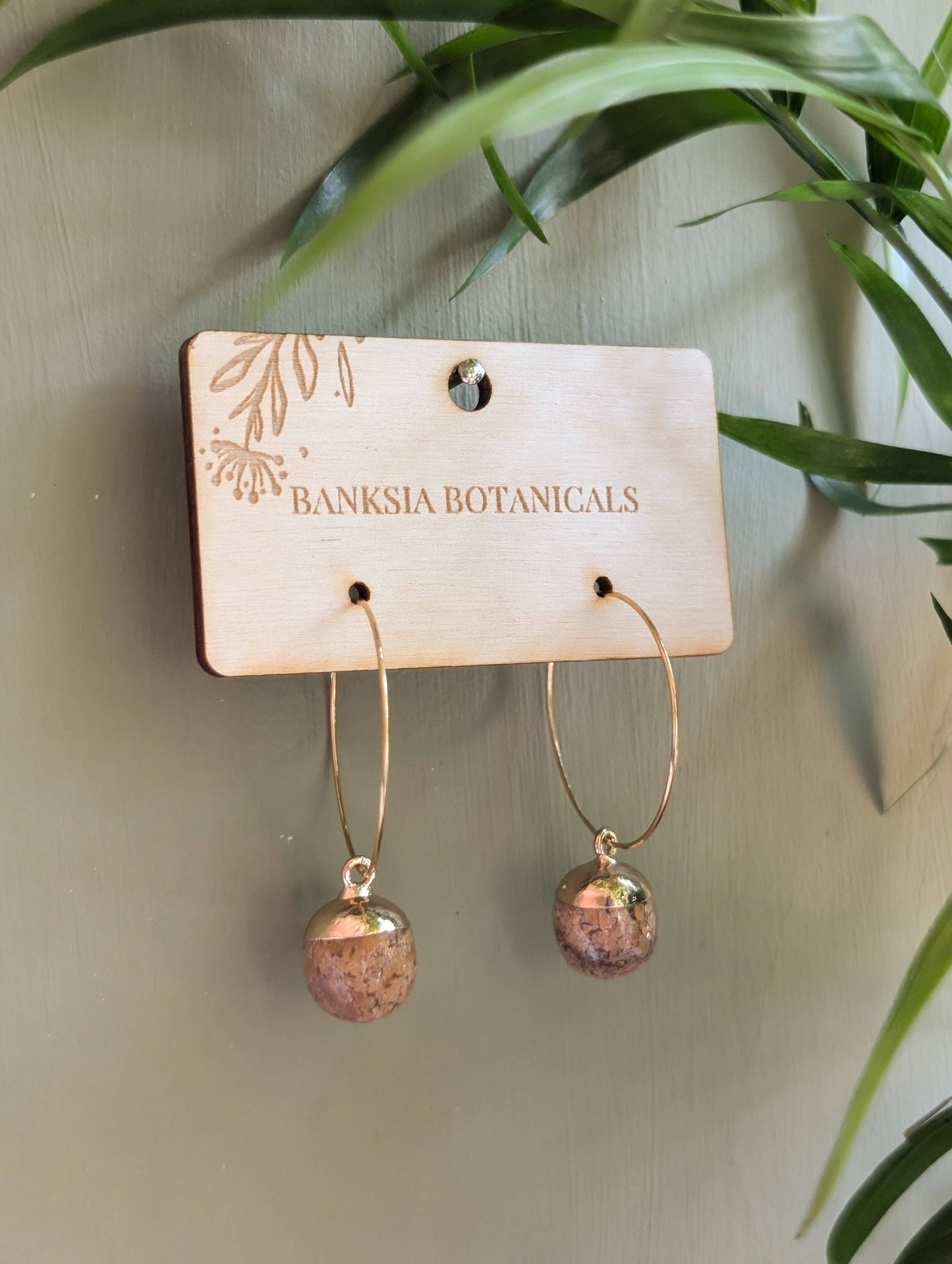 Earthy Stone Hoop Earrings