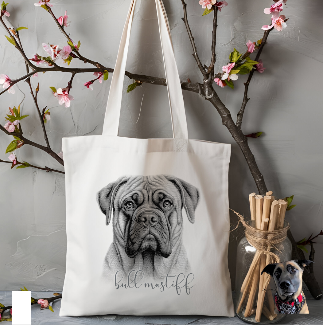Sketch Bull Mastiff Dog Tote Bag