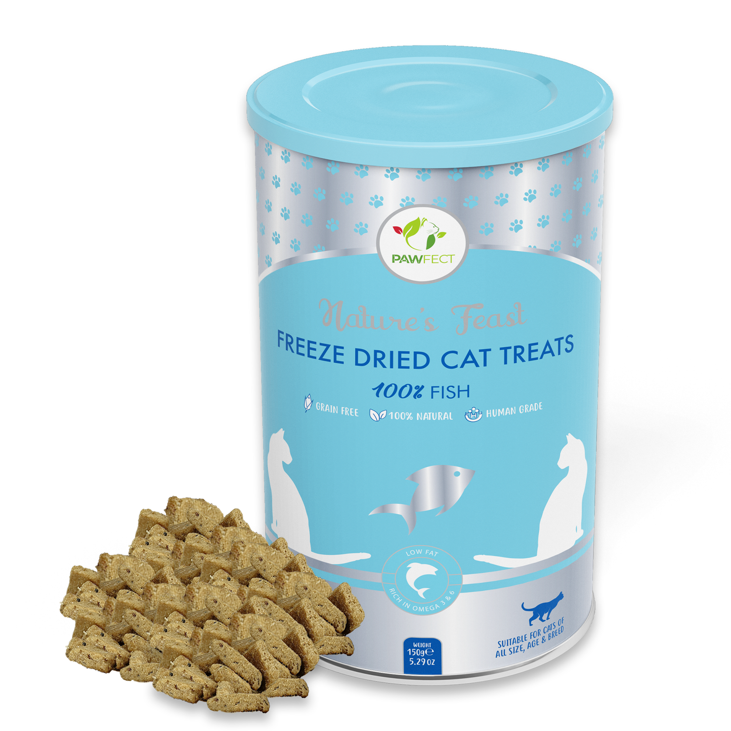 Pawfect Nature's Feast Freeze Dried Cat Treats: Fish Meat: 50g