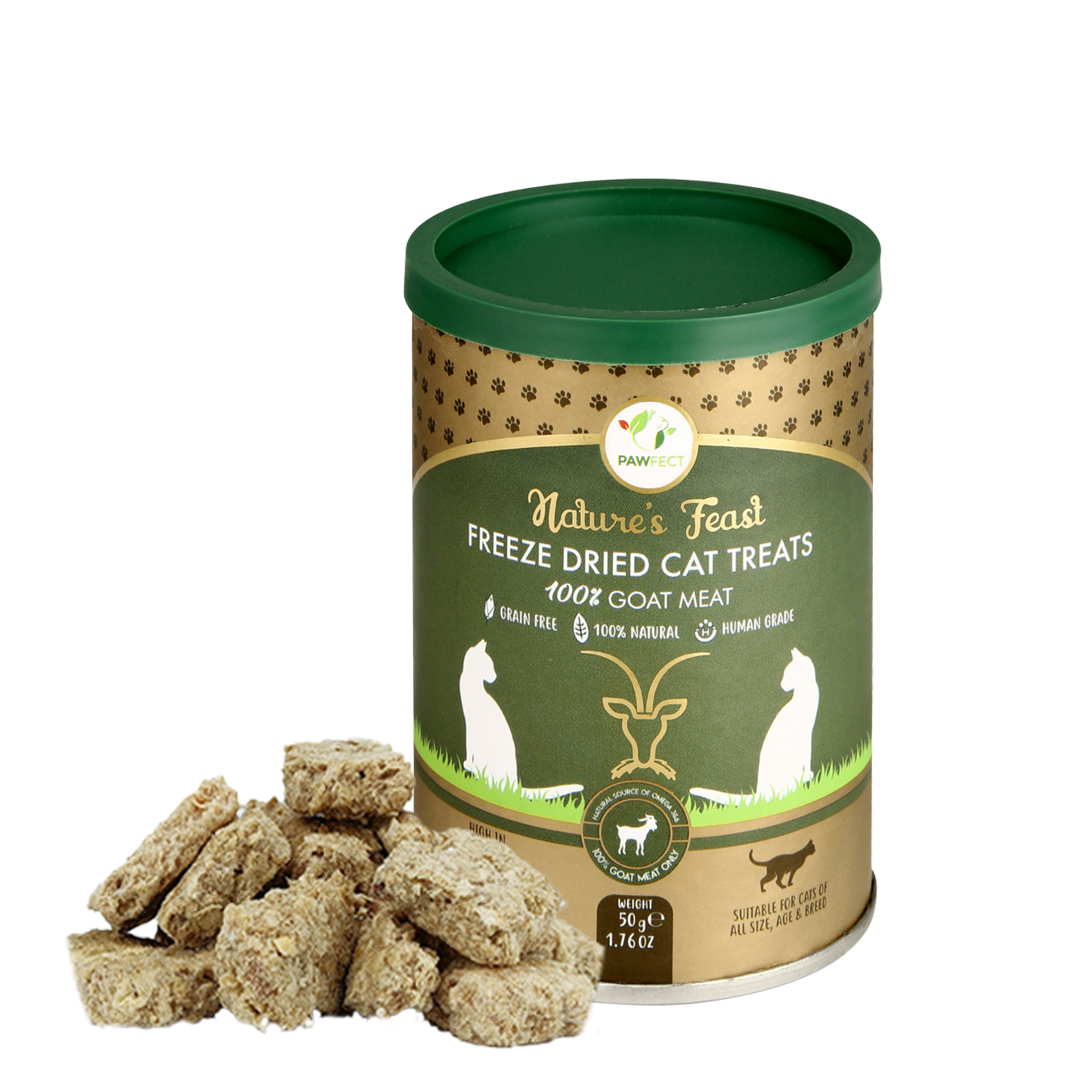 Pawfect Nature's Feast Freeze Dried Cat Treats: Goat Meat: 50g