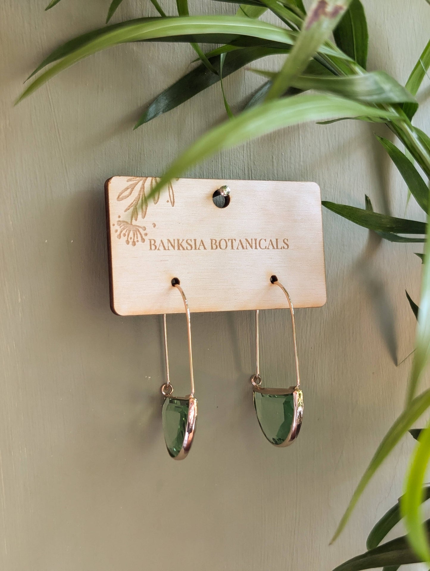 Green Glass Dangle Earrings