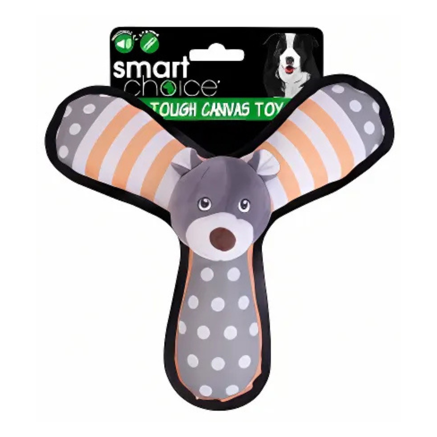 Canvas Plush Dog Toy: Triple Squeaker & Durable Design: Bear
