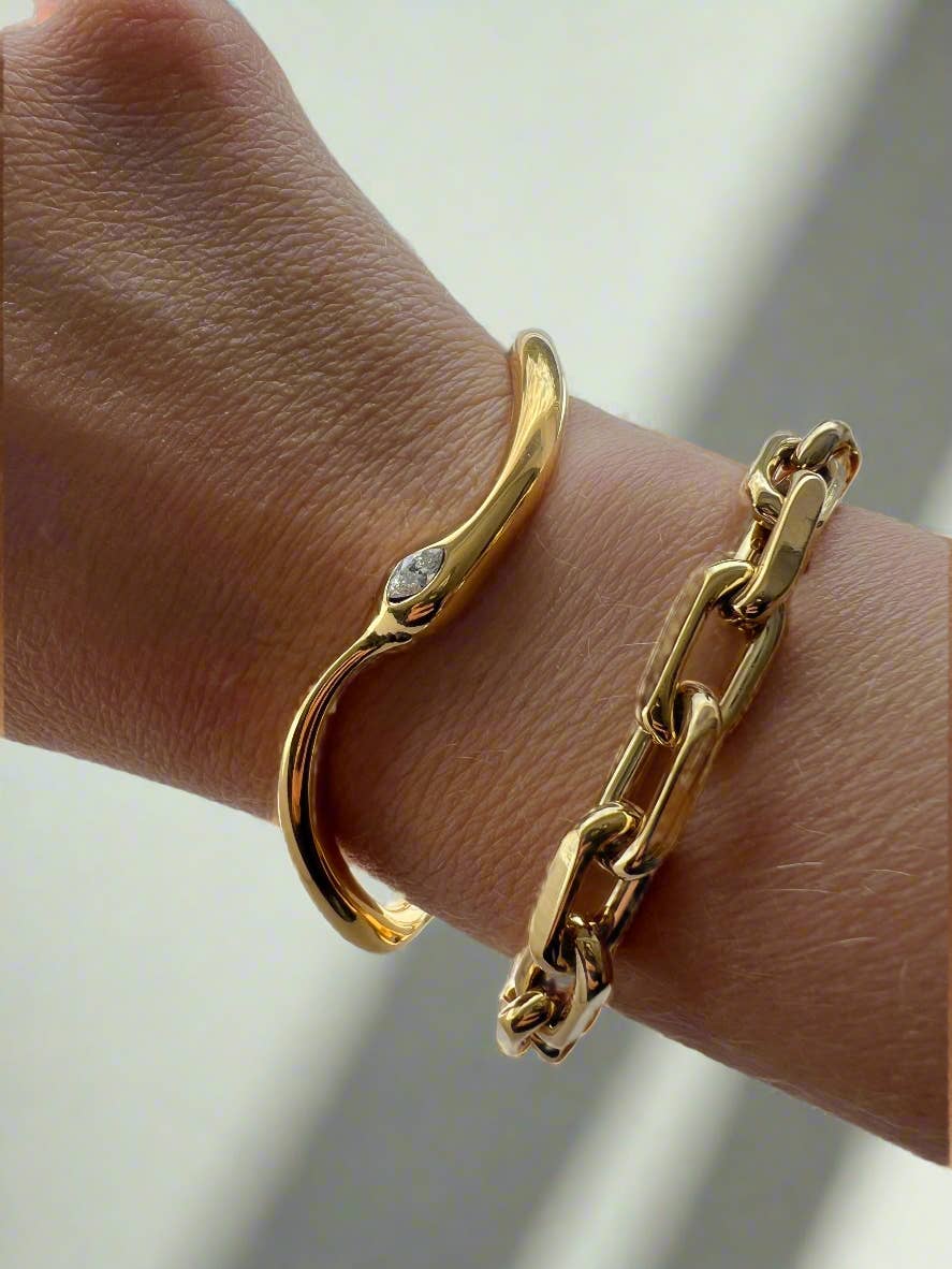 Isla Link Bracelet Chain 18k Gold Plated Sculptural & Chunky