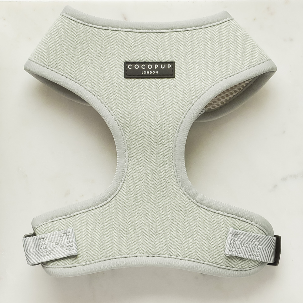 Sage Tweed Adjustable Neck Harness: XXS