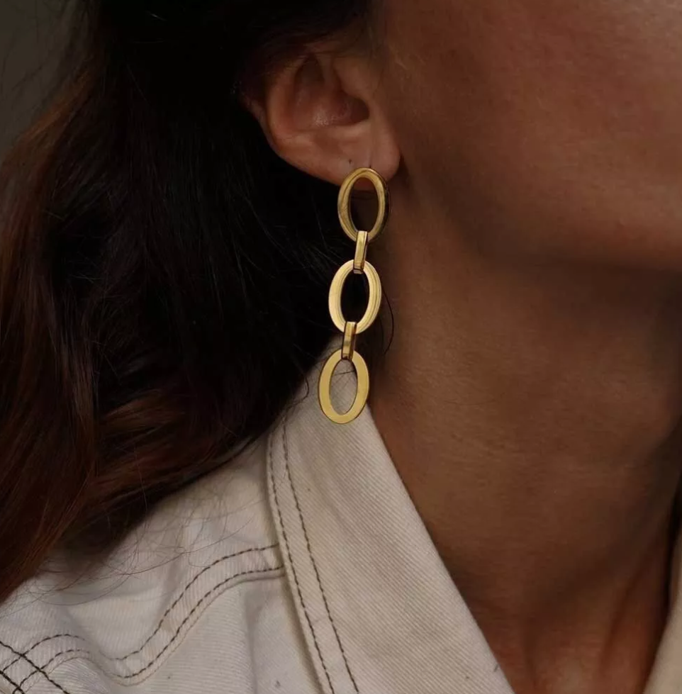 Oval Link Drop Earrings Gold Plated modern jewellery
