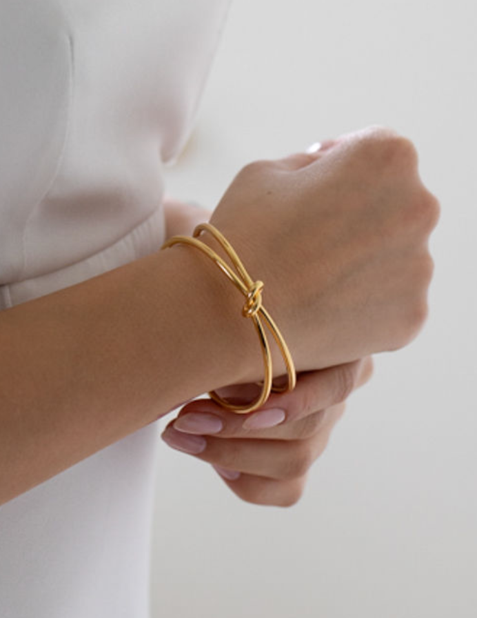 Knot Cuff Bracelet 18k Gold Plated Brass Everyday Effortless