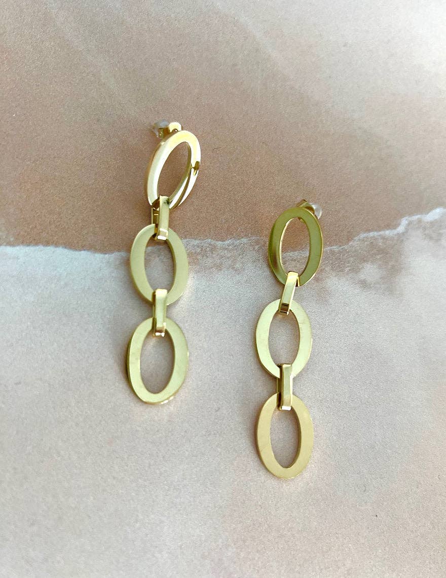 Oval Link Drop Earrings Gold Plated modern jewellery