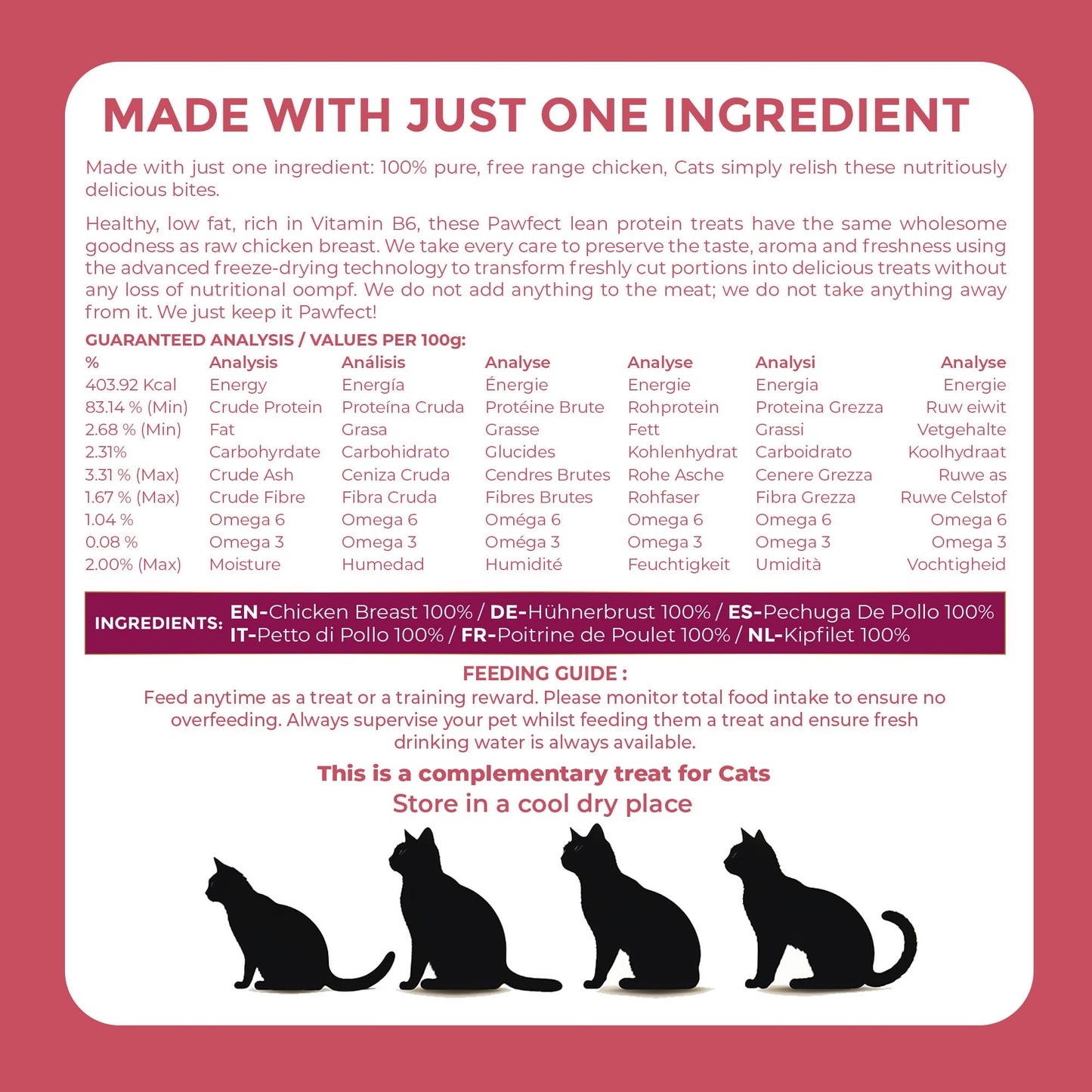 Pawfect Nature's Feast Freeze Dried Cat Treats: Chicken Breast: 50g