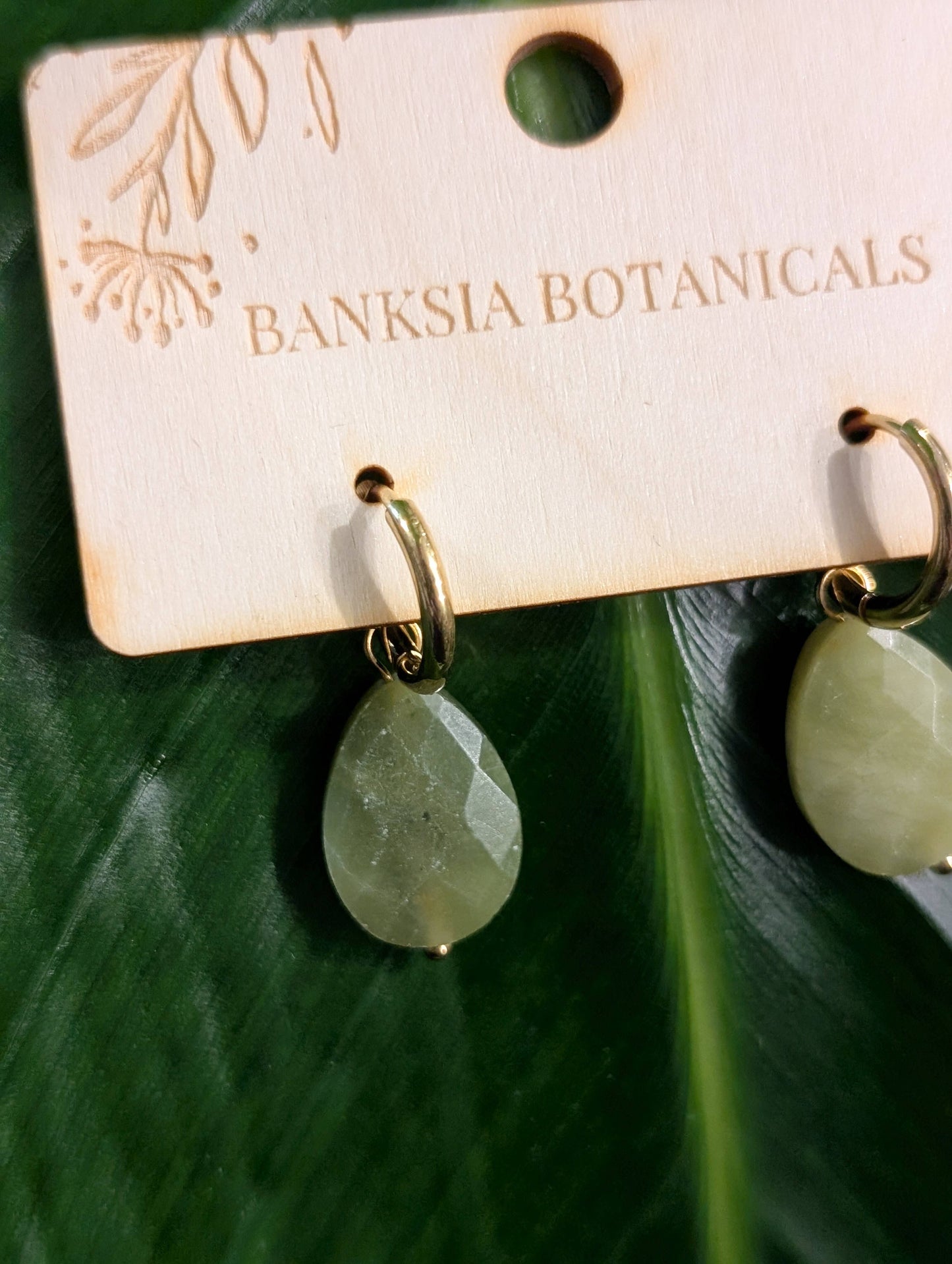 Green Stone Statement Earrings