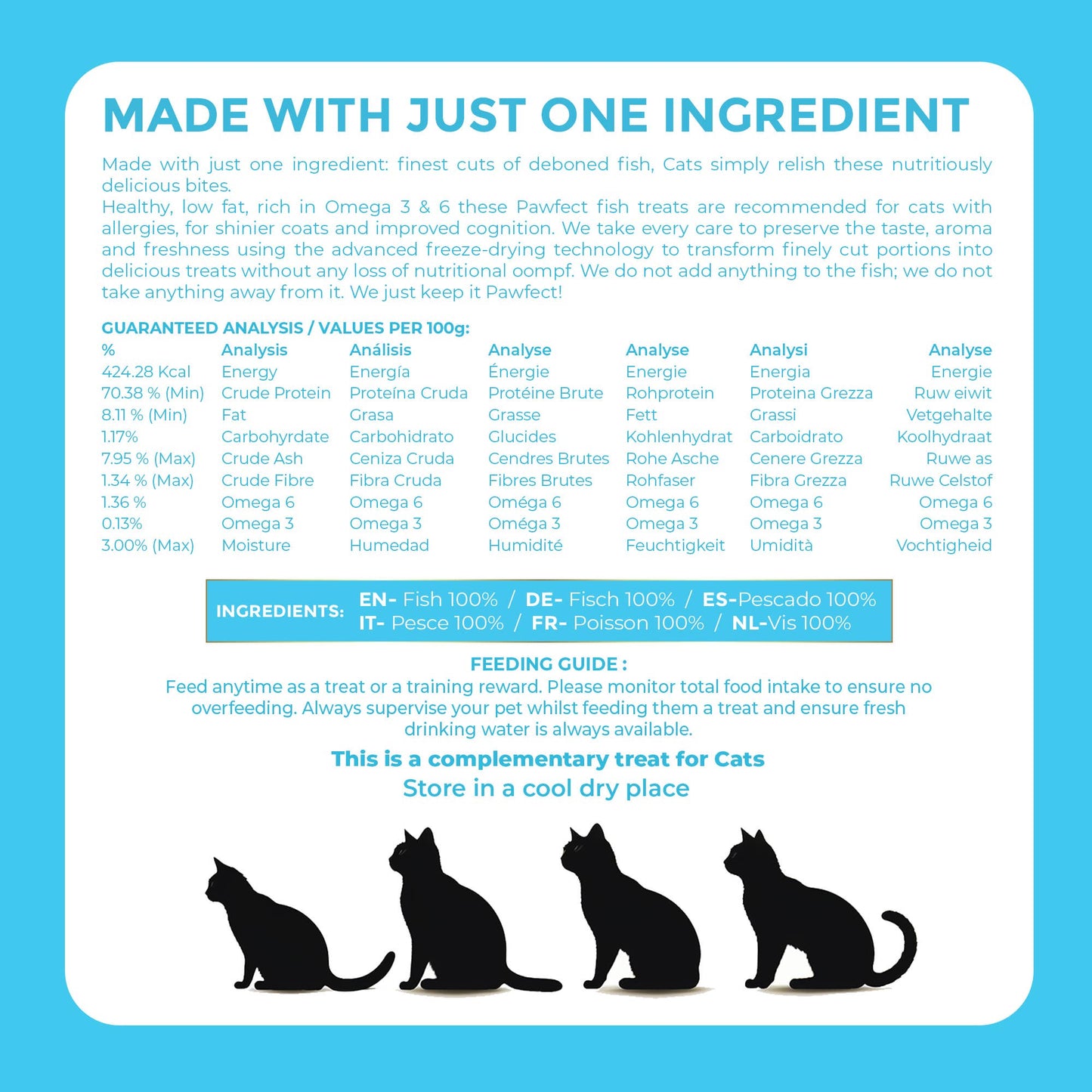 Pawfect Nature's Feast Freeze Dried Cat Treats: Fish Meat: 50g