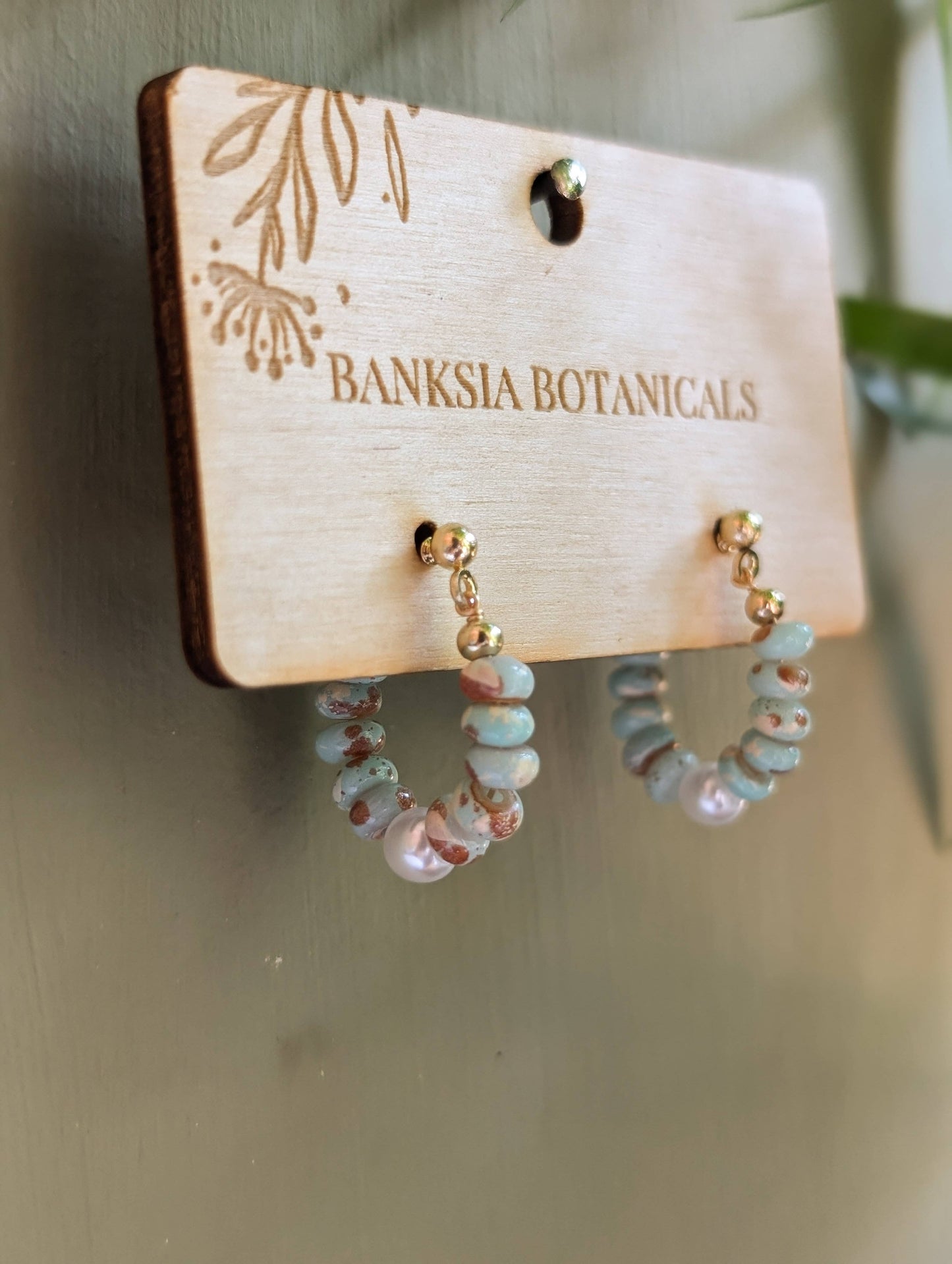 Blue Beaded Stud Earrings