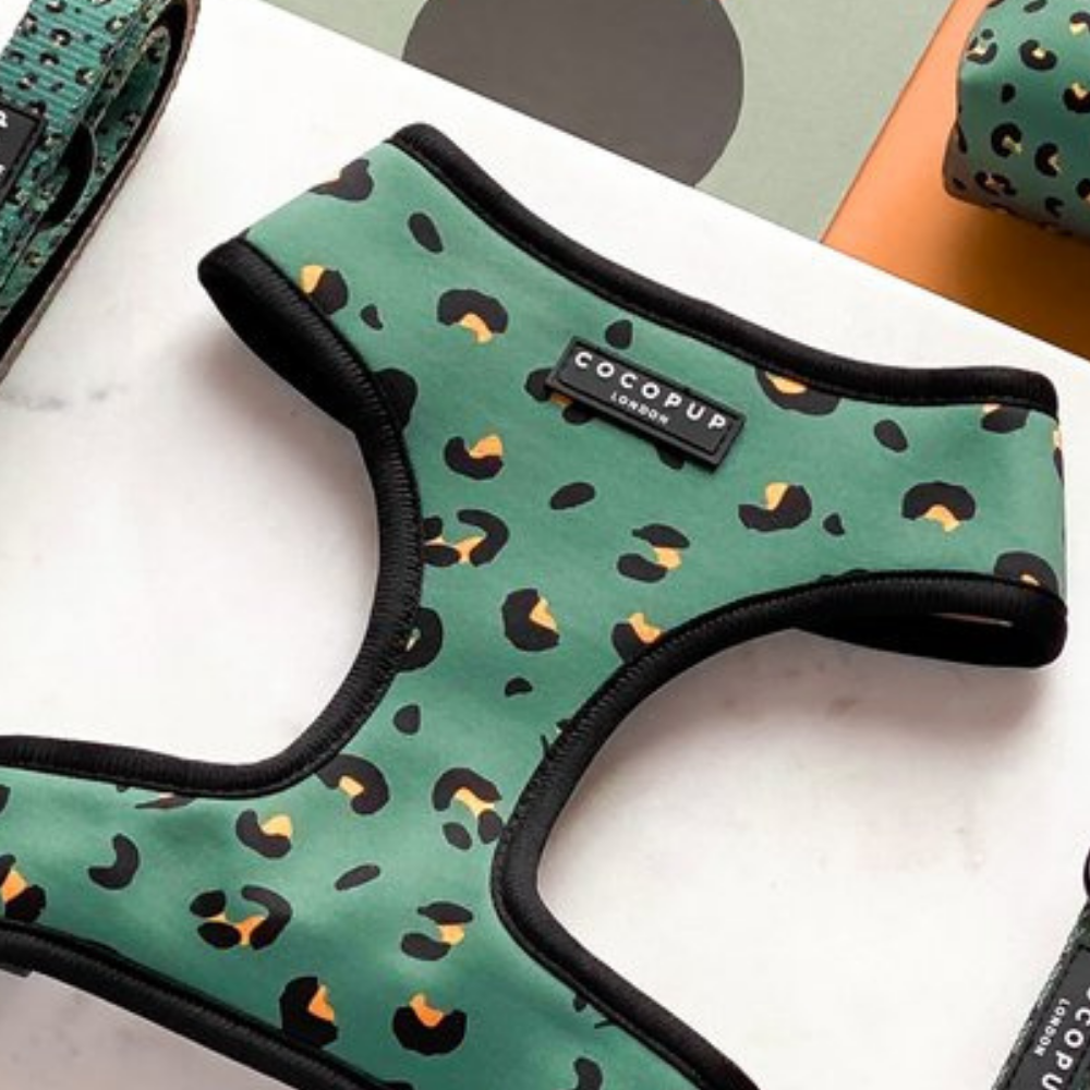Khaki Leopard Adjustable Neck Harness: L