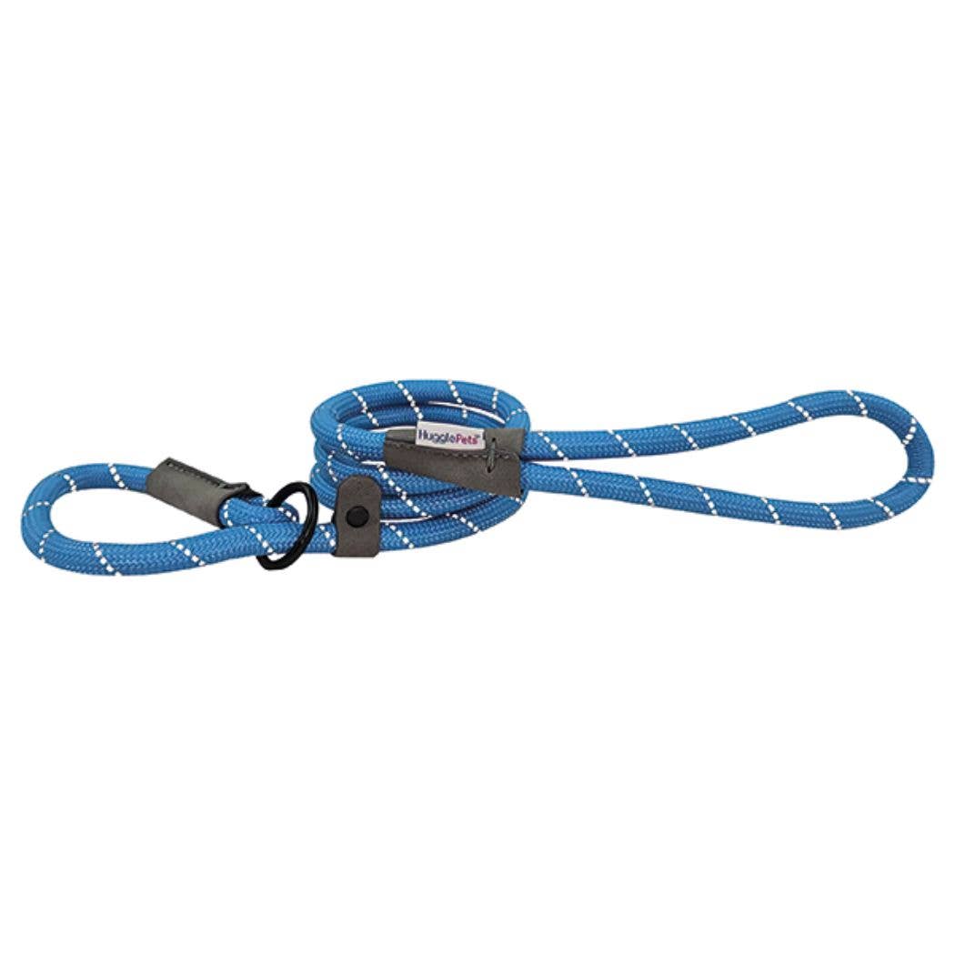 HugglePets Reflective Rope Slip Dog Lead: Blue / 150 x 1.2 cm (Max: 50 kg)