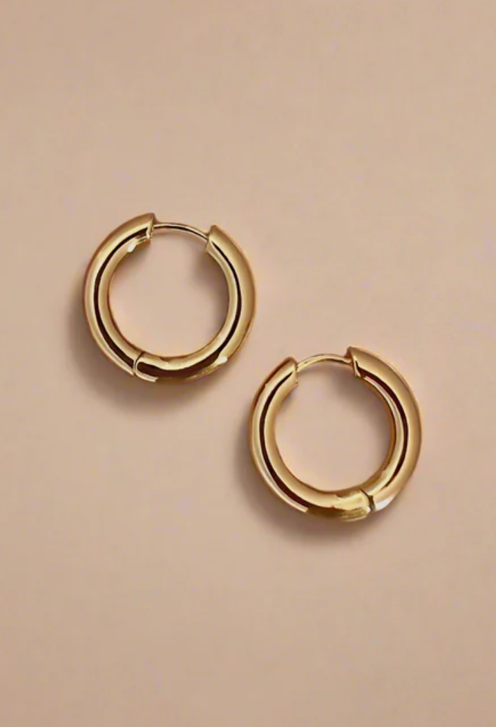 Gold Chubby Huggies Hoops 18k Gold Plated Modern Jewellery