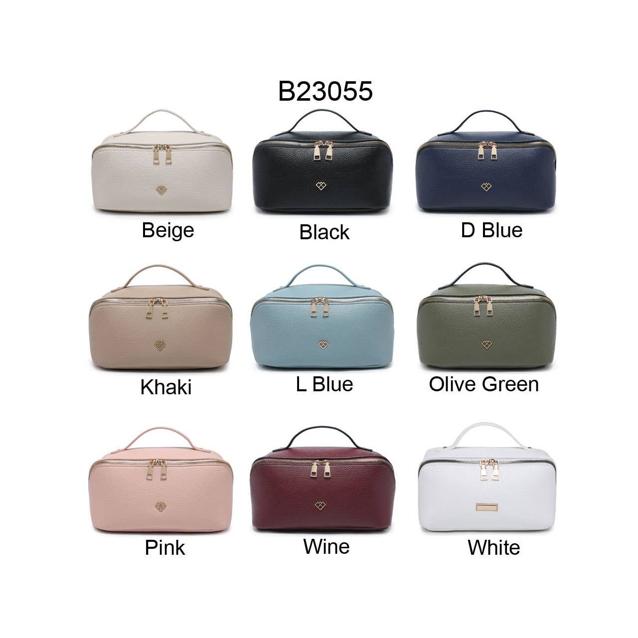 B23055-3 Compartments Waterproof Cosmetic/Makeup Bag: Olive