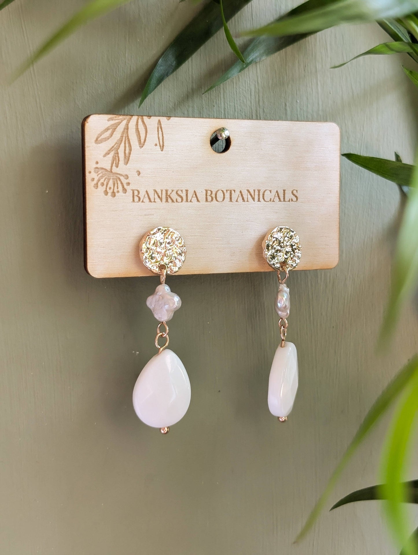 Faux Pearl White Beaded Earrings