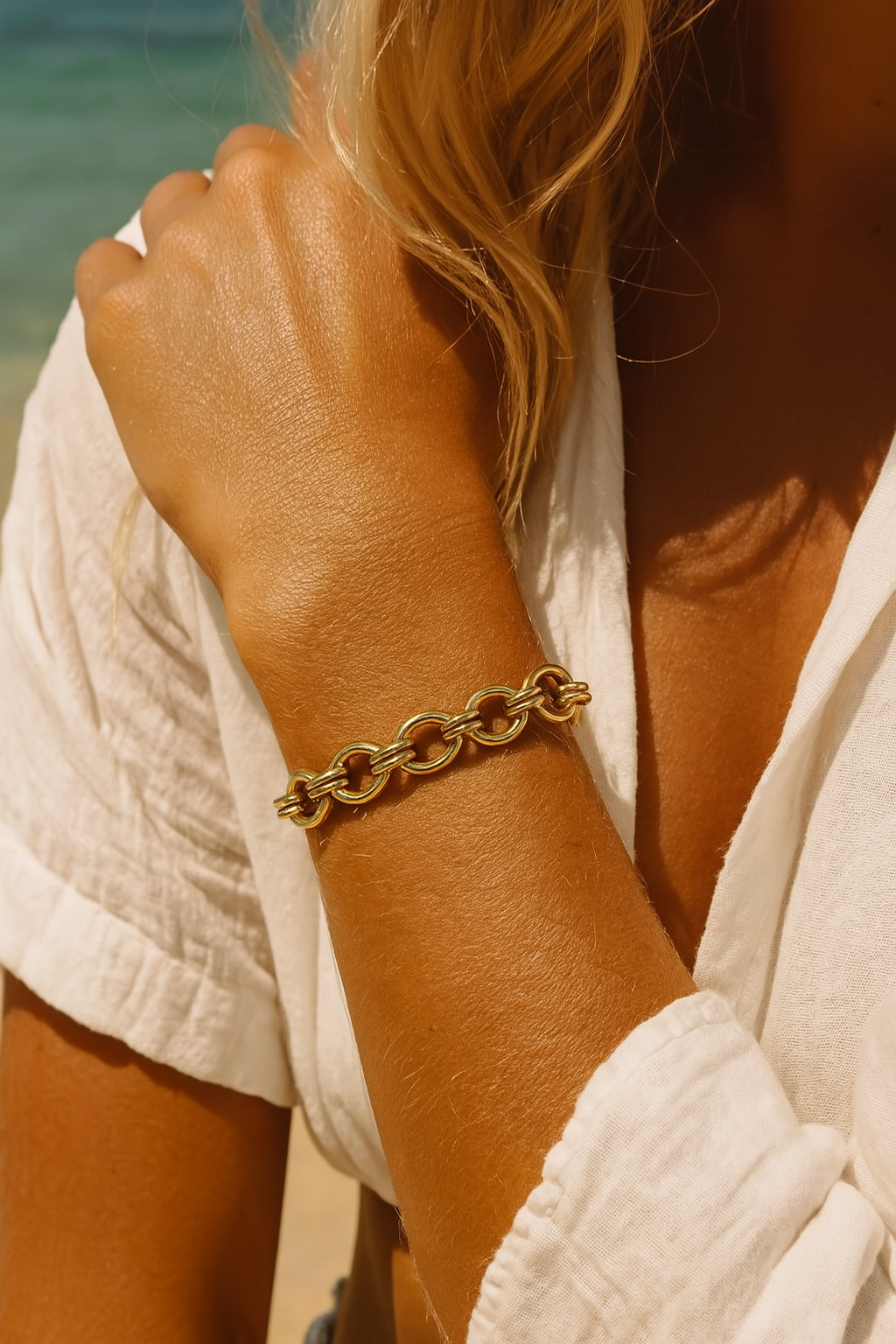 Aurea Link Bracelet 18k Gold Plated Sculptural PVD Chain