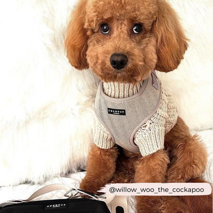 Brown Tweed Adjustable Neck Harness: XXS