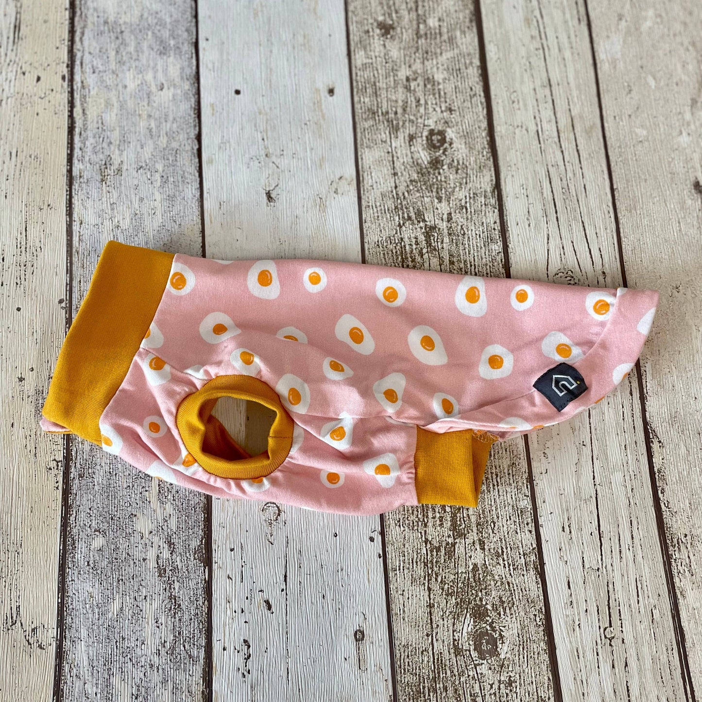 Summer T-Shirts for Dachshunds: Navy Stripes with Yellow / Small