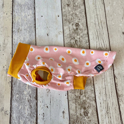 Summer T-Shirts for Dachshunds: Navy Stripes with Yellow / Small