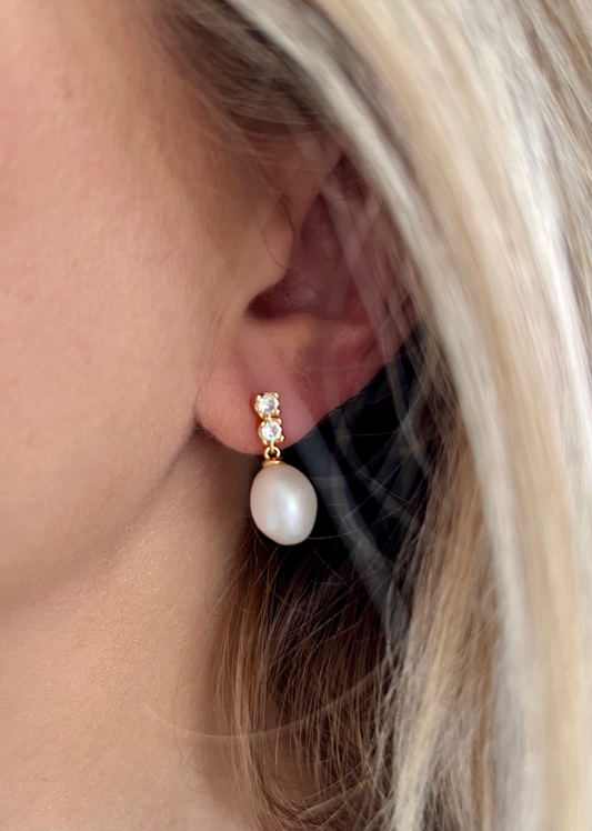 Freshwater Pearl Drop Earrings 18k Gold Plated Summer