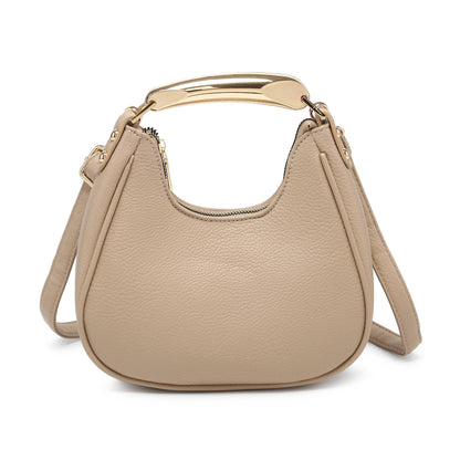 B23052-Top Zip Closure Metal Handle Grab Bag: Olive