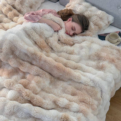 Cosy Faux Fur Sofa Chair Throw Blanket (130cm*160cm) BLK019: Black Mix