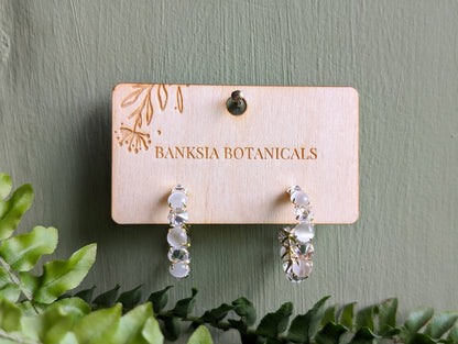 Gold Cat's Eye & Cubic Zirconia Hoop Earrings