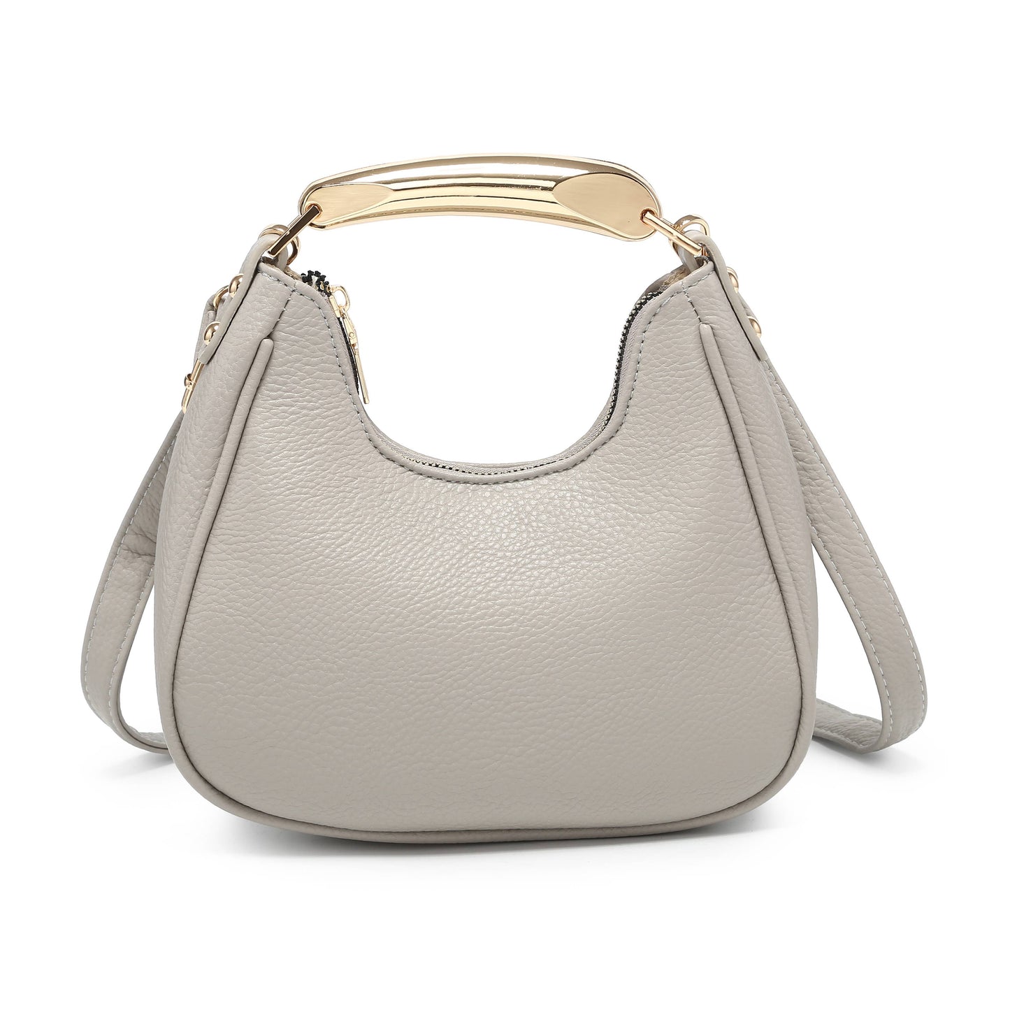 B23052-Top Zip Closure Metal Handle Grab Bag: Olive