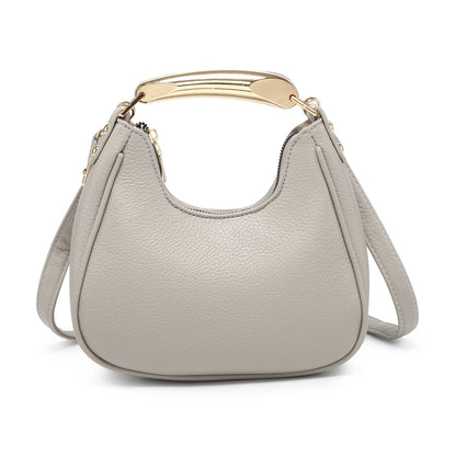 B23052-Top Zip Closure Metal Handle Grab Bag: Olive