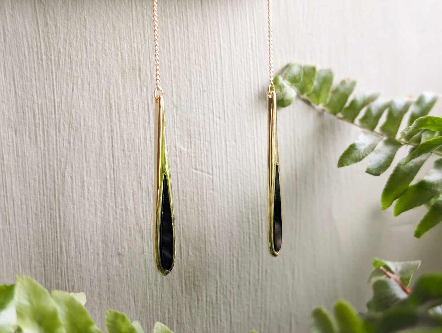 Gold &Black Dangle Earrings