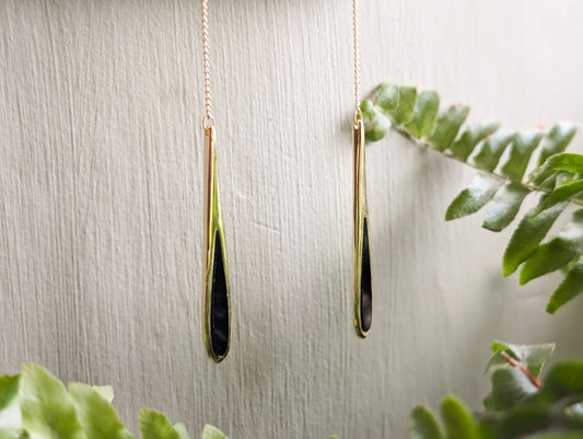 Gold &Black Dangle Earrings