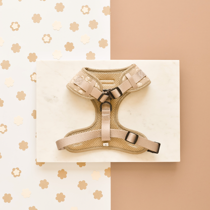 LUXE Adjustable Neck Harness - Mocha Flower: XS
