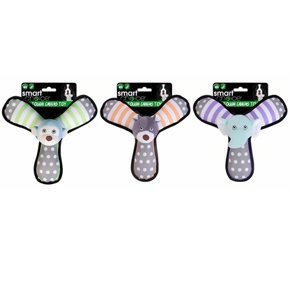 Canvas Plush Dog Toy: Triple Squeaker & Durable Design: Bear