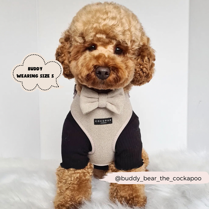 Brown Tweed Adjustable Neck Harness: XXS