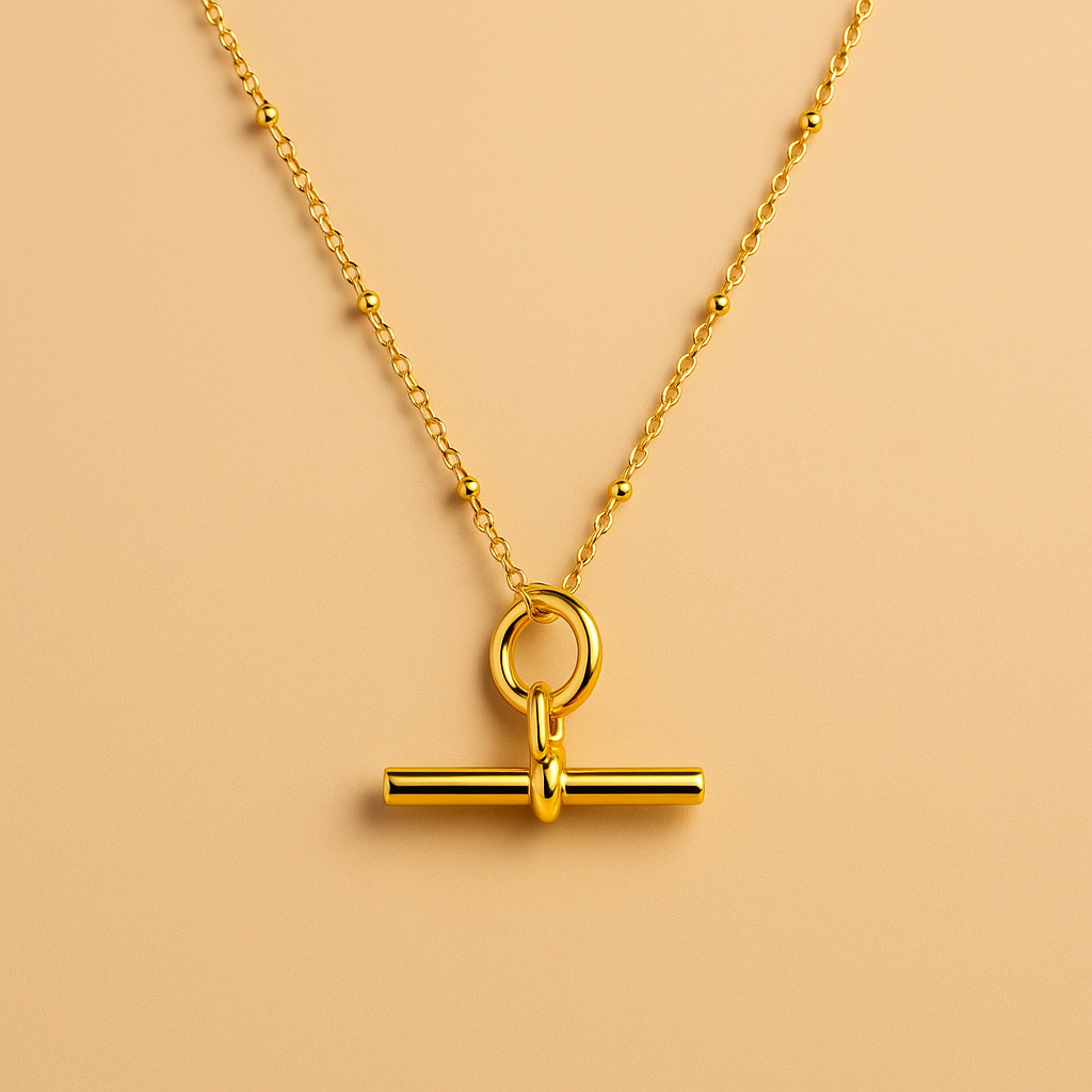 T Bar Delicate Chain Necklace 18k Gold Plated Dainty Gift