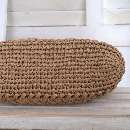 Woven Straw Summer Pouch Beach Bag: Cream