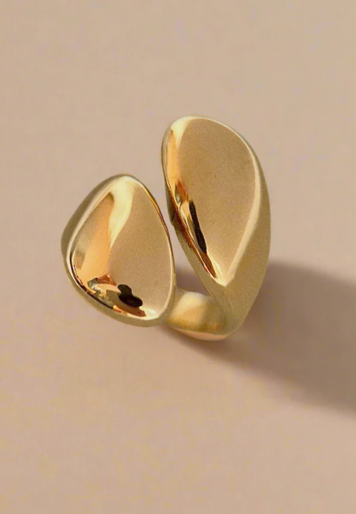 Chunky Wrap Ring 18k Gold Plated Sculpted Modern Premium