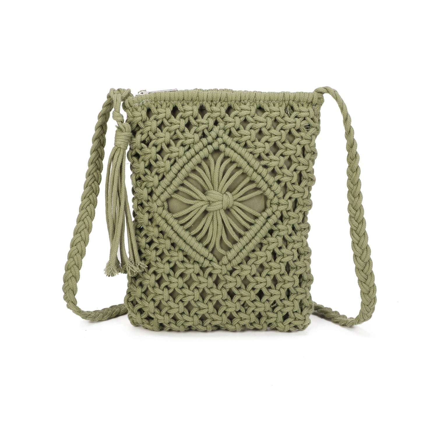 9806 Crochet Crossbody Bag: Navy