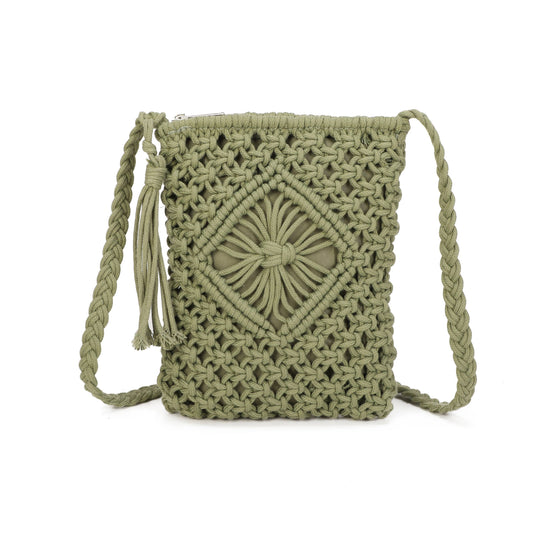 9806 Crochet Crossbody Bag: Green