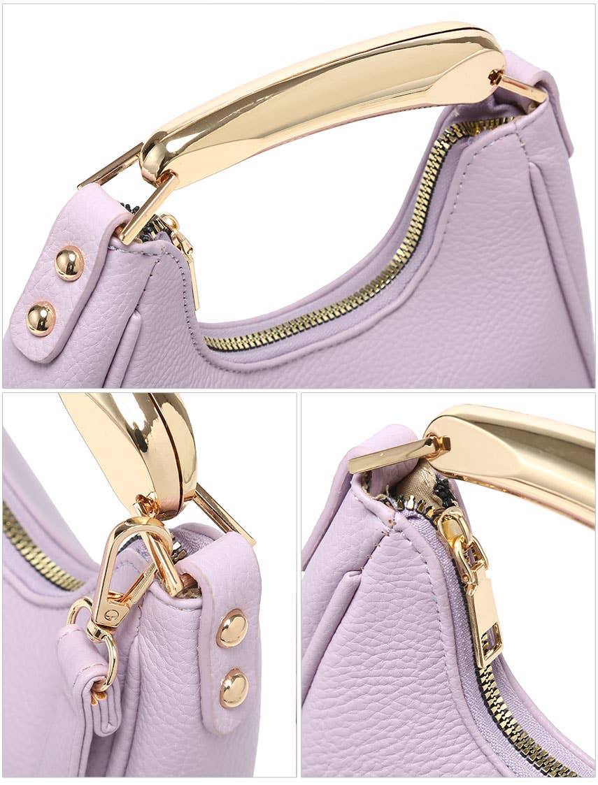 B23052-Top Zip Closure Metal Handle Grab Bag: Olive